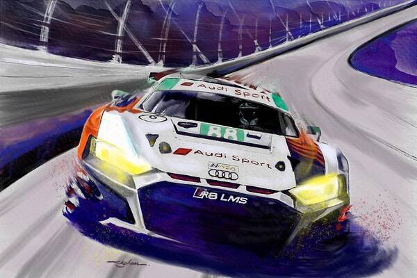 Audi Poster featuring the mixed media Audi R8 LMS Ready for 24 Hrs of Daytona by Shehan Wicks