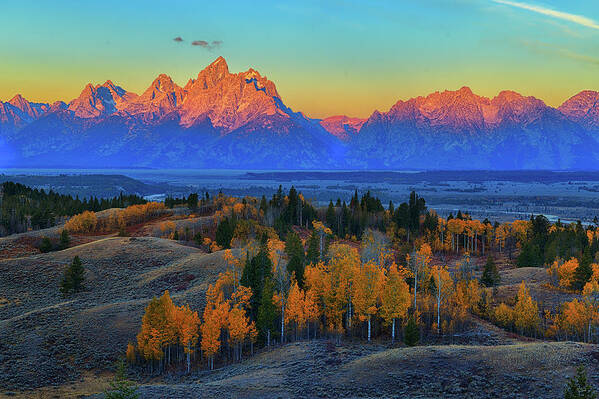 Grand Teton National Park Poster featuring the photograph Autumn Alpenglow by Greg Norrell