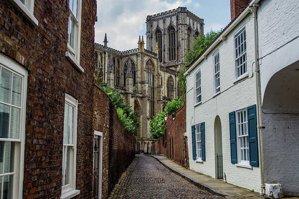 Ancient Poster featuring the photograph Back alley to York Minster by Scott Lyons