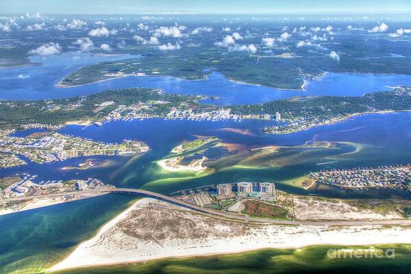 Gulf Shores Poster featuring the photograph Backwaters 5122 tonemapped by Gulf Coast Aerials -