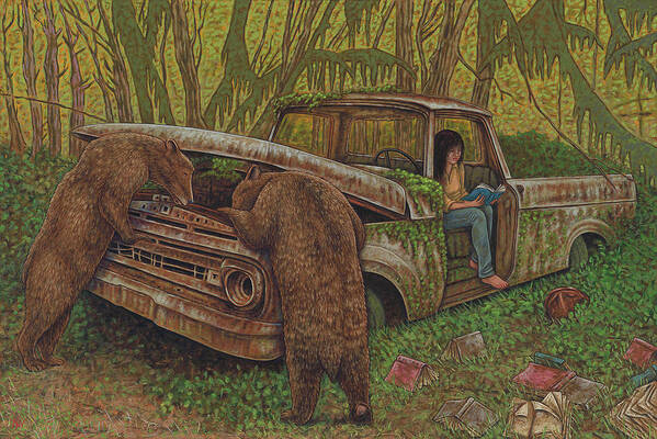 Bears Poster featuring the painting Backwoods by Holly Wood