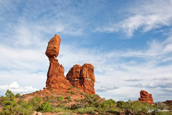 Arches National Park Poster featuring the photograph Balanced and Ham Rocks by Jeff Goulden