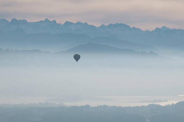 Tranquility Poster featuring the photograph Balloon In The Mist by Photo By Roman Sandoz