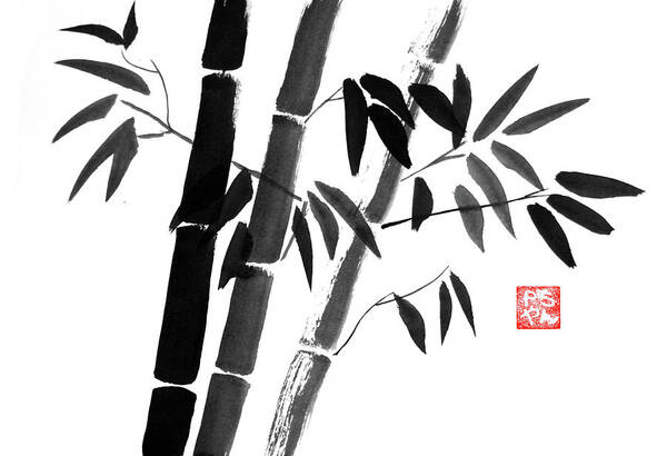 Bamboo Poster featuring the painting Bamboo 05 by Pechane Sumie