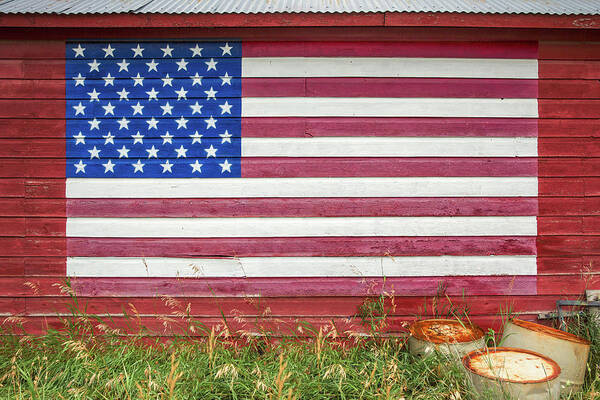 American Flag Poster featuring the photograph Barn Side Flag by Todd Klassy