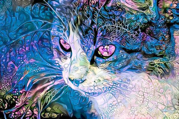 Blue Poster featuring the digital art Beautiful Cat Blue by Don Northup