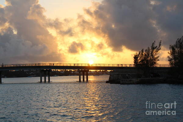 Bermuda Sunset Over Bridge Poster featuring the photograph Bermuda Sunset over Bridge by Barbra Telfer