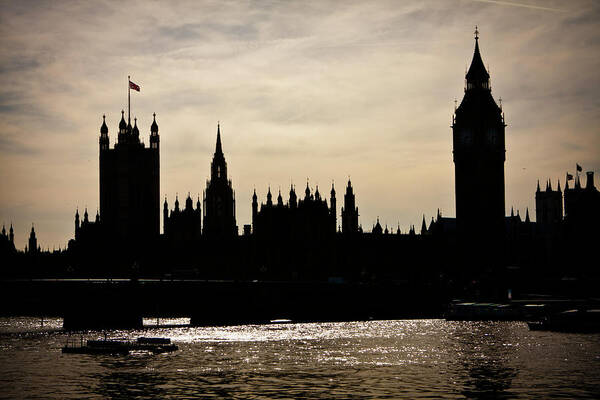 Clock Tower Poster featuring the photograph Big Ben Silhouette by Ken Fisk