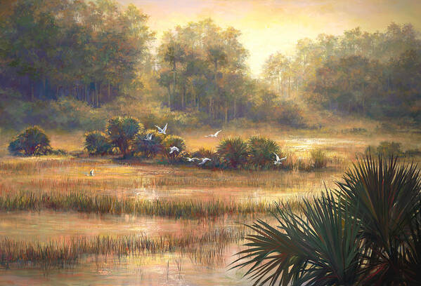 Golden Hour Poster featuring the painting Big Cypress by Laurie Snow Hein