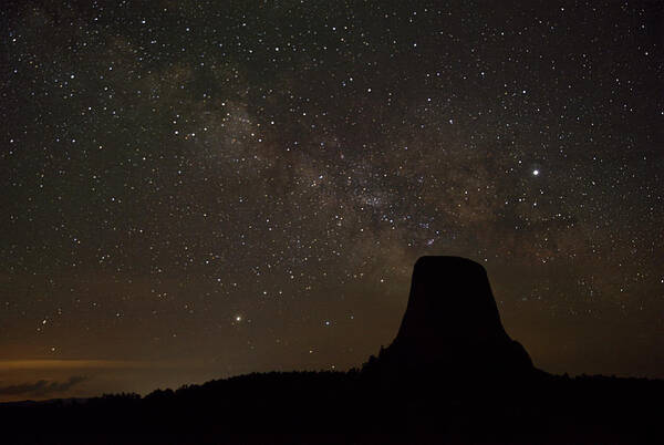 Devils Tower Poster featuring the photograph Big Devil's Tower and Milkyway by Doolittle Photography and Art