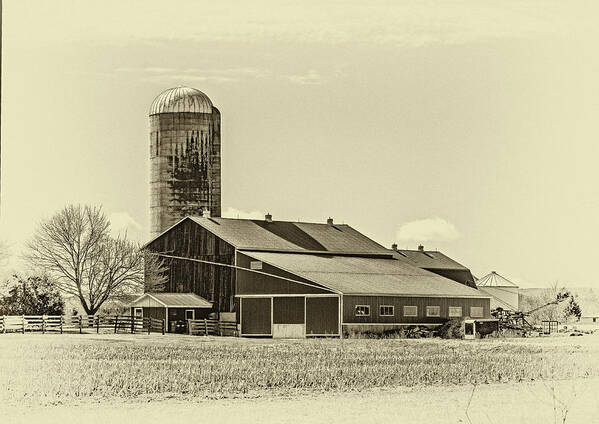  Ontario Poster featuring the photograph Big Red Barn 3 Sepia by Steve Harrington