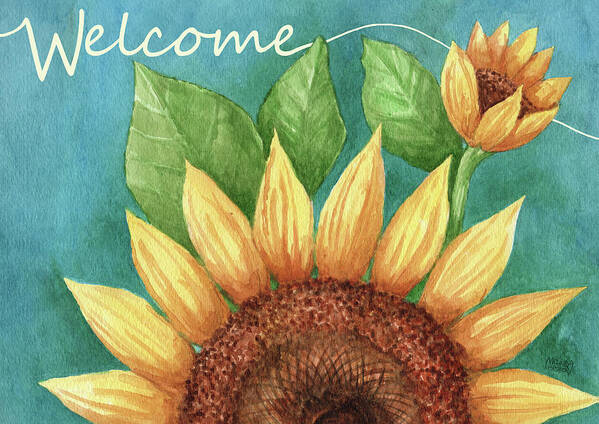 Floral & Botanical Poster featuring the painting Big Sunflower Welcome by Melinda Hipsher