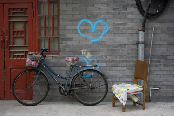 Leaning Poster featuring the photograph Bikes In Love by Arnd Dewald