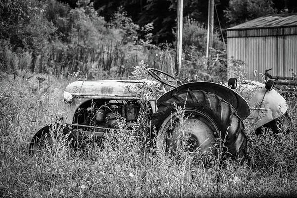 Tractor Poster featuring the photograph Black and White Tractor by Michelle Wittensoldner