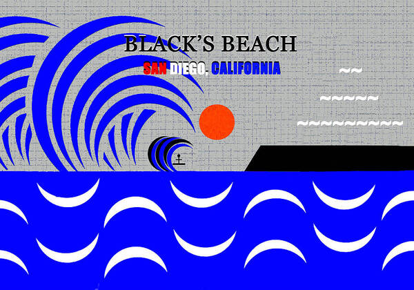 Black's Beach San Diego California Poster featuring the digital art Black's Beach California surfing art by David Lee Thompson