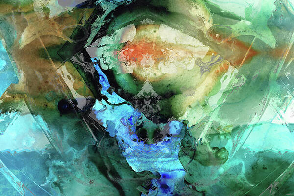 Blue Poster featuring the painting Blue And Green Abstract Art - Hidden Passage - Sharon Cummings by Sharon Cummings