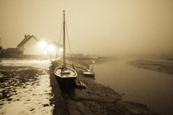 Essex Poster featuring the photograph Boat on wintry quay by Gary Eason