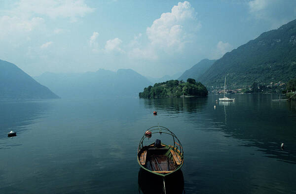 Tremezzo Poster featuring the photograph Boats On Lake, Tremezzo, Lake Como by Andy Sotiriou