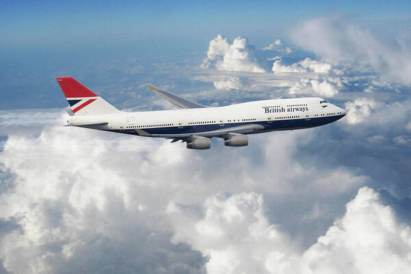 British Airways Boeing 747 Poster featuring the digital art Boeing 747-436 G-CIVB by Airpower Art