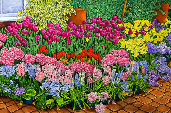 Pink Poster featuring the painting Botanical Gardens Flower Show IIi by Thelma Winter