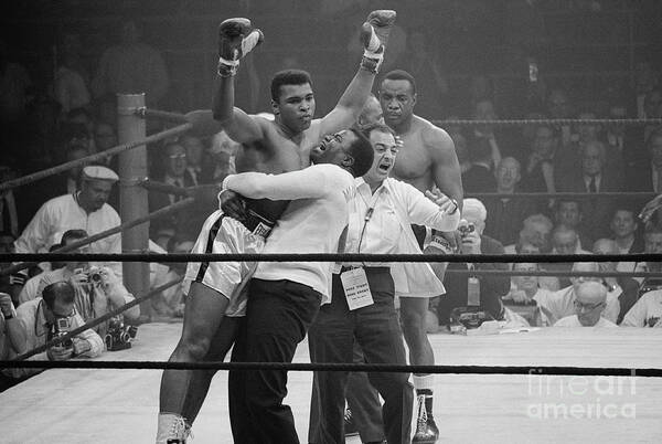 Human Arm Poster featuring the photograph Boxer Muhammad Ali Defeating Sonny by Bettmann