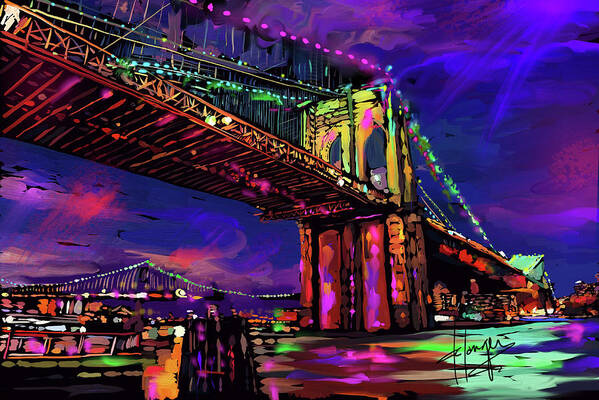 Brooklyn Poster featuring the painting Brooklyn Bridge by DC Langer