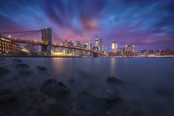 City Poster featuring the photograph Brooklyn Dusk by Carlos F. Turienzo
