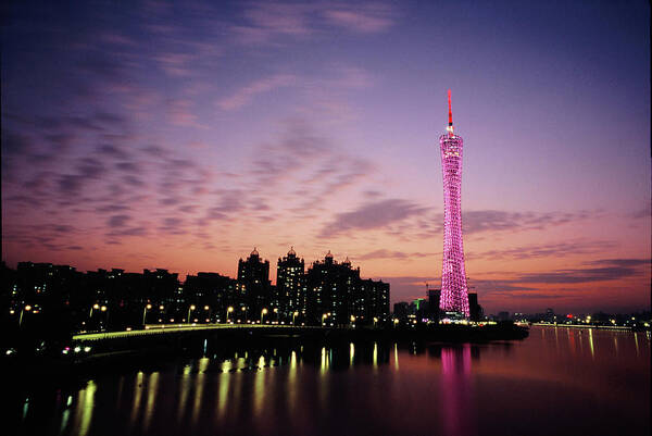 Built Structure Poster featuring the photograph Canton Tv Tower In Sunset Glow by Jimmy Tsang