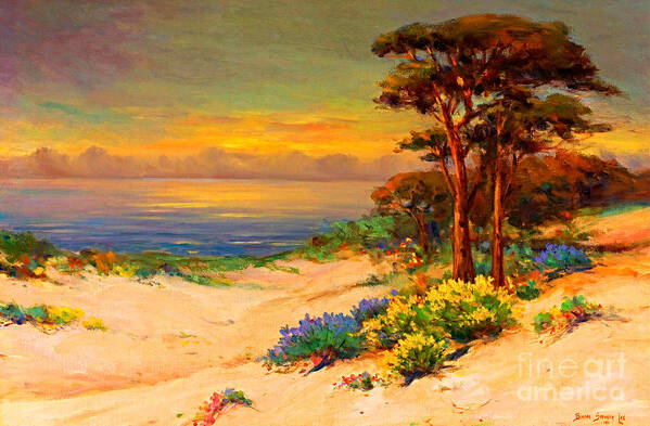Carmel Poster featuring the painting Carmel Beach Sunset by Peter Ogden