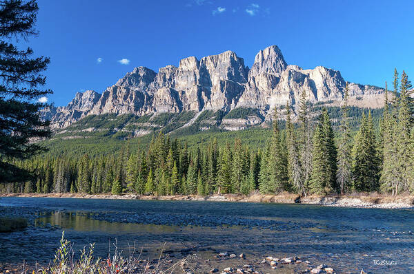 Alberta Poster featuring the photograph Castle Cliffs from the Bow River by Tim Kathka