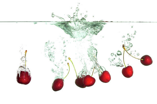 Cherry Poster featuring the photograph Cherries Splash by Asbe