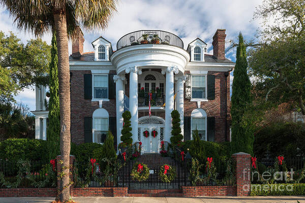 Charleston Poster featuring the photograph Christmas in Charleston - Battery Home by Dale Powell