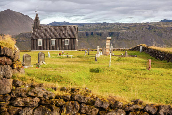 Church Poster featuring the photograph Church Cemetery of Iceland by David Letts