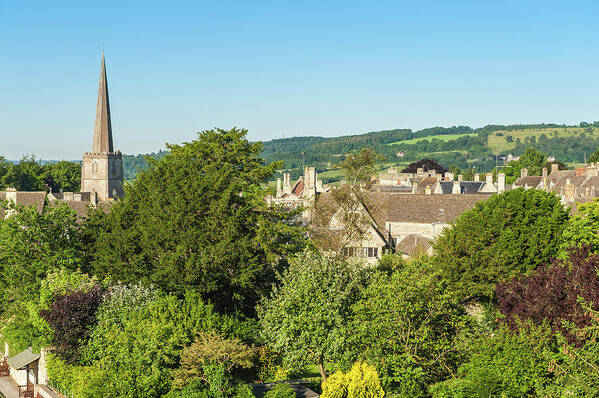 Scenics Poster featuring the photograph Church Spire And Country Homes In by Fotovoyager