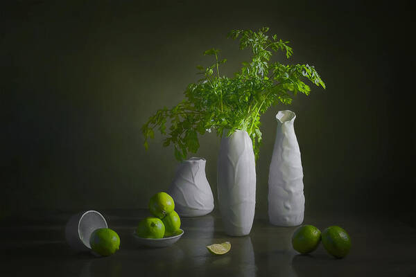 Cilantro Poster featuring the photograph Cilantro And Lime by Lydia Jacobs