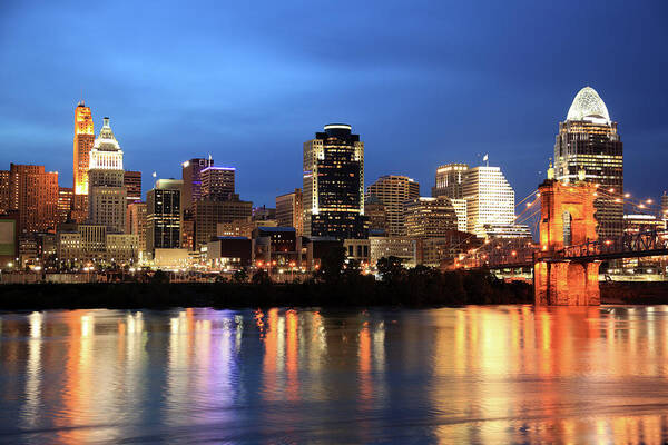 Downtown District Poster featuring the photograph Cincinnati Skyline, Ohio by Veni