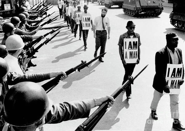 Marching Poster featuring the photograph Civil Rights Marchers With I Am A Man by Bettmann