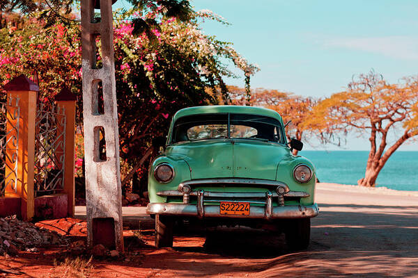 Classic Oldtimer Car At Beach Road Poster by Merten Snijders