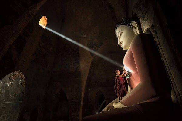 Light Poster featuring the photograph Cleaning The Buddha by Gunarto Song