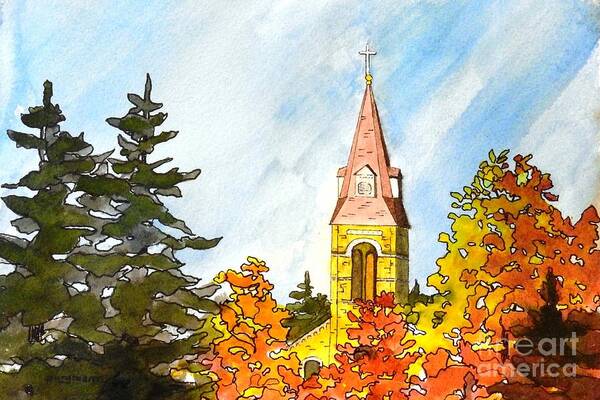 Fall Poster featuring the painting Collingwood Church by Petra Burgmann