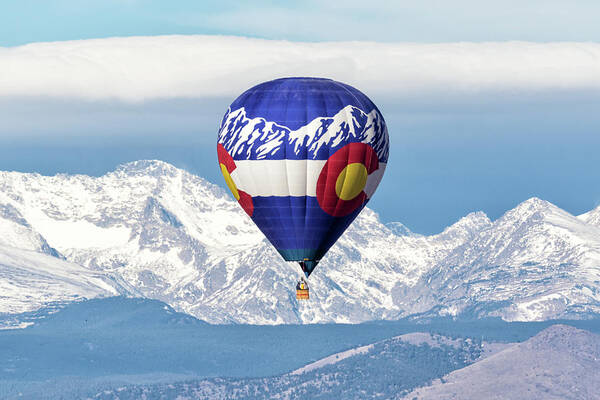 Balloon Poster featuring the photograph Colorado balloon and North Arapaho Peak by Tony Hake