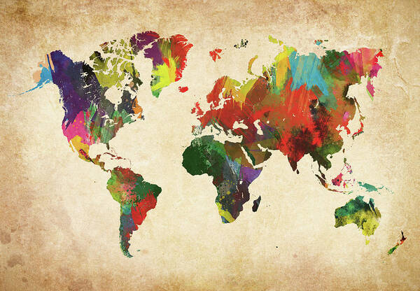 Art Poster featuring the photograph Colored World Map Xxxl by Sorendls