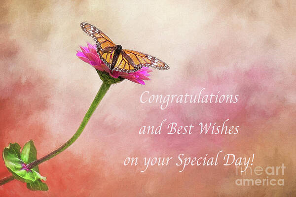 Congratulations Poster featuring the photograph Congratulations Monarch Butterfly by Sharon McConnell