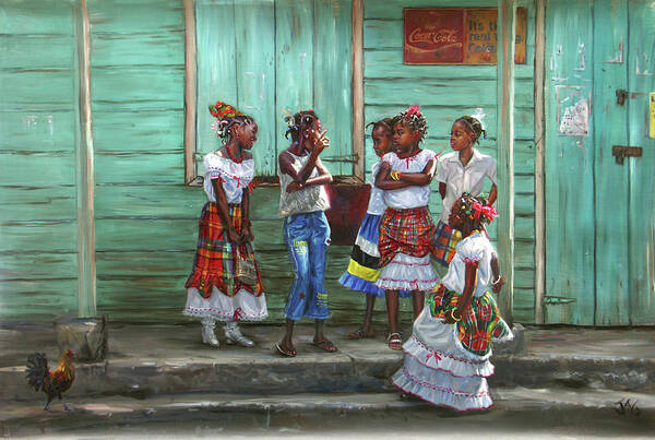 Caribbean Art Poster featuring the painting Conversation by Jonathan Gladding