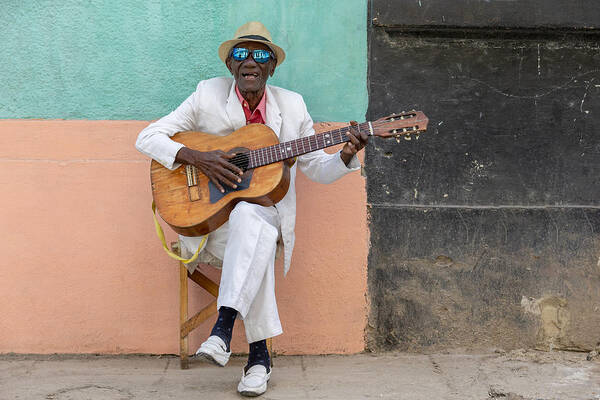 Color Poster featuring the photograph Cuban Guitarist by Joan Gil Raga