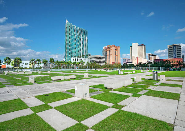 Estock Poster featuring the digital art Curtis Hixon Park In Tampa by Lumiere