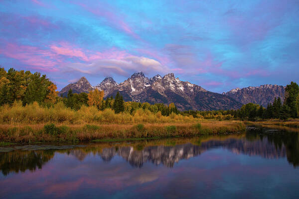 Grand Teton National Park Poster featuring the photograph Dawn at Schwabacher Landing by Roman Kurywczak