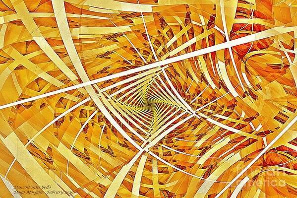 Spiral Fractal 4-arm Spiral Fractal Poster featuring the digital art Descent into Yello by Doug Morgan