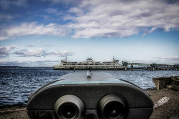 Ferry Poster featuring the photograph Distant Edmonds Ferry by Anamar Pictures