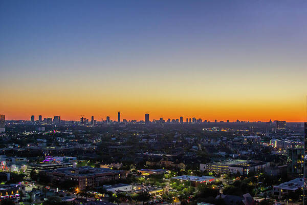 Downtown Houston Sunset Skyline Poster featuring the photograph Downtown Houston 2 by Rocco Silvestri